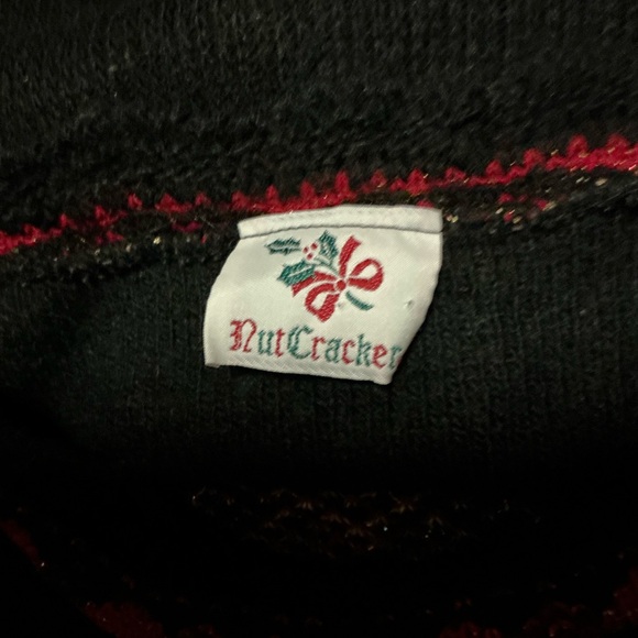 Vtg 90s oversized Christmas Wreath Glittery Sweater - Picture 2 of 13